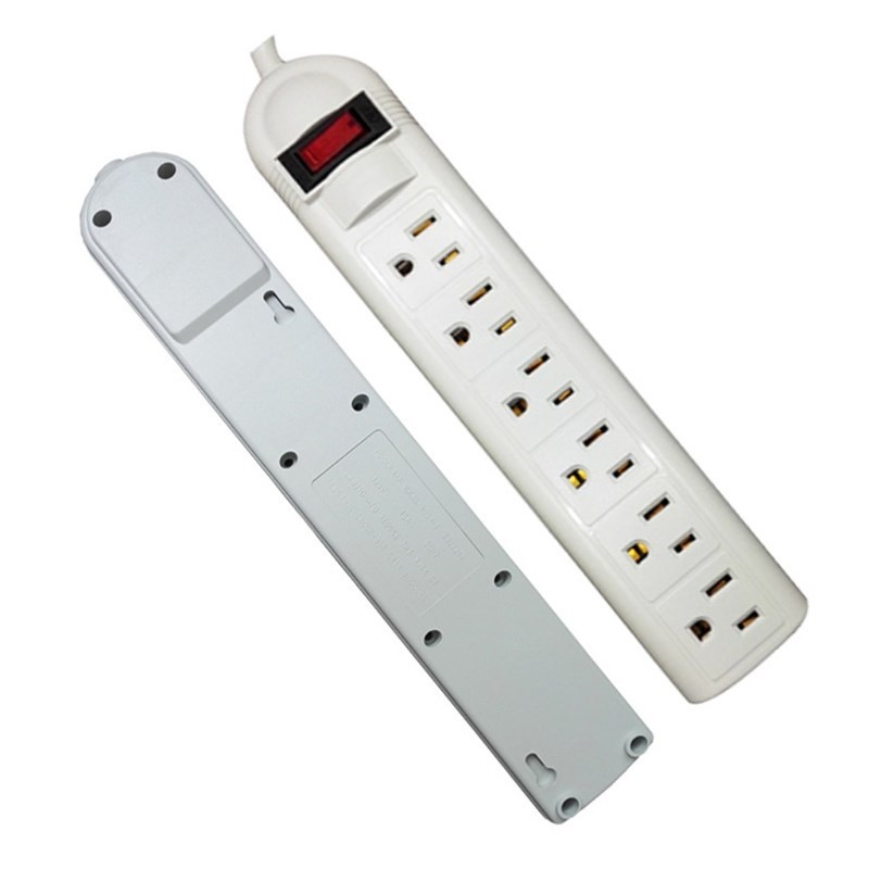 US Plug 6 Socket Surge Protector Wall-mounted 14AWG Horizont