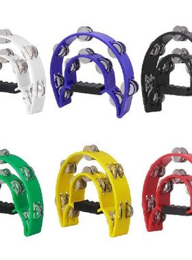 1pc Orff Tambourine Double Layer Hand Bell Half Moon Drum