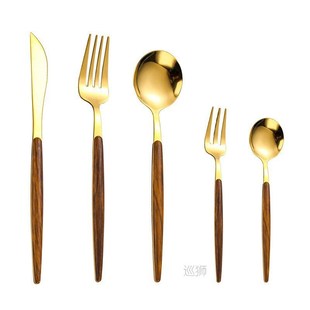 20/30Pcs Wooden Tableware for Kitchen Cutlery Set Stainless