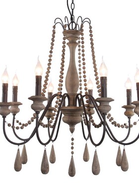 Retro Solid wood Chandelier Lighting Lustres  Living Room Be