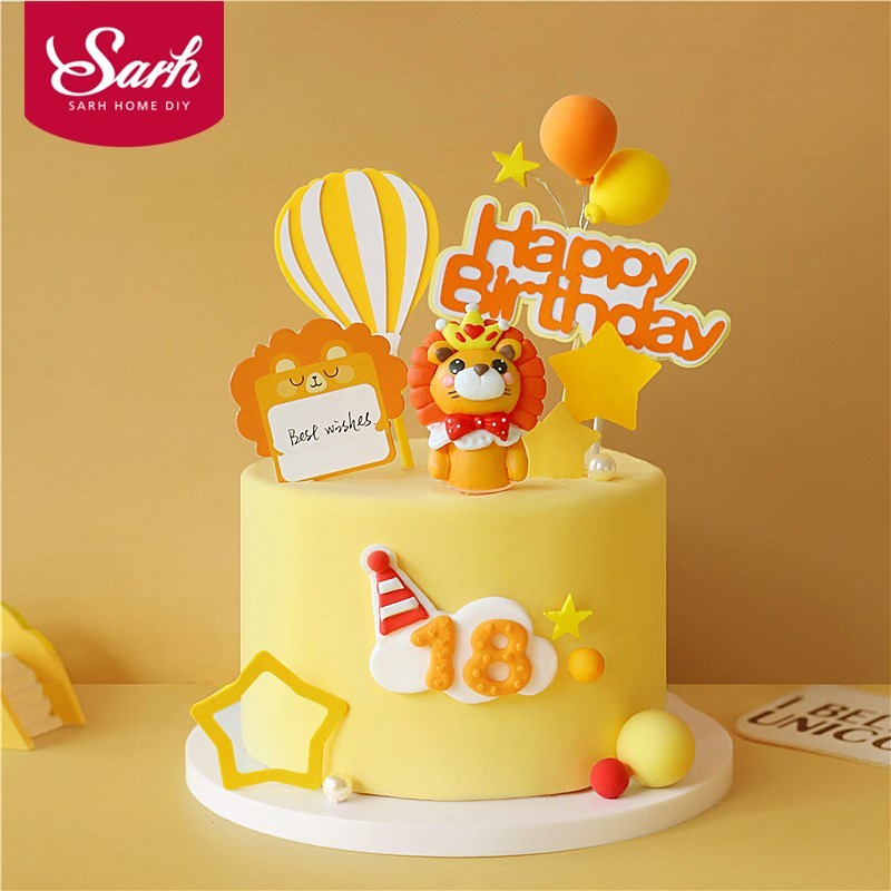 Constellation Animal Leo Lion Happy Birthday Cake Topper Tre