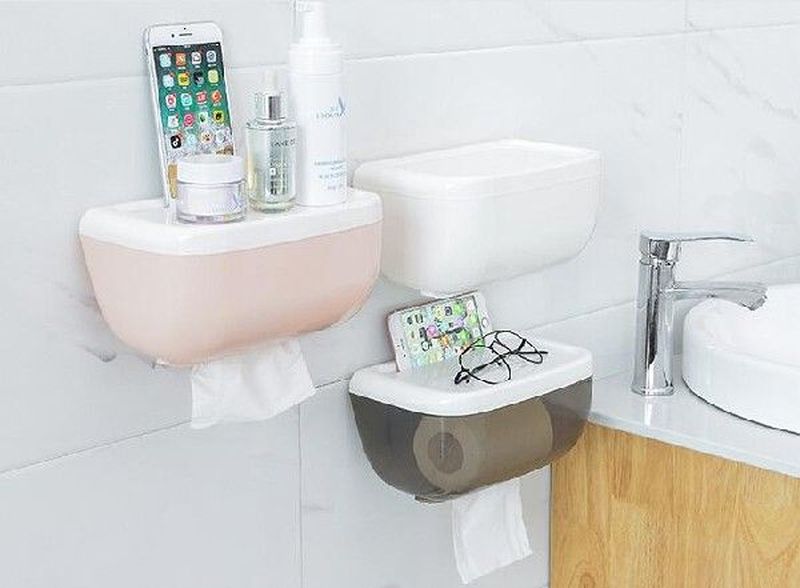 1PC Multi-function Tissue Box Bathroom Toilet Paper Holder