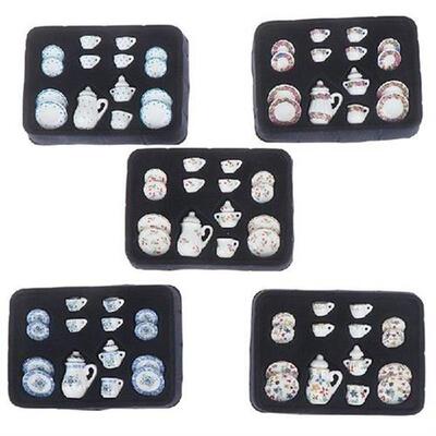 17Pcs/set Porcelain Tea Cup Set Chintz Flower Tableware