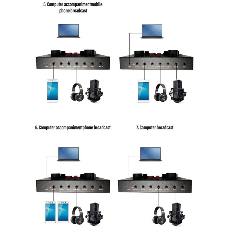V8X PRO Audio Mixer Live Sound Card Bluetooth USB BM800 Mic