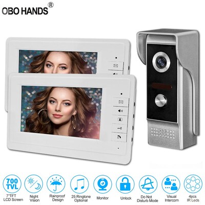 Wired Home 7'' TFT LCD Video Intercom Doorbell Syste