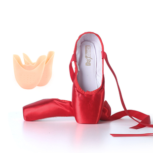 Red Ballet Pointe Shoes Satin Ballerina Ballet Shoes Girls W