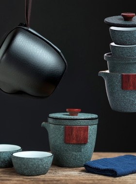 ceramic teapot gaiwan with 2 cups a tea sets portable travel