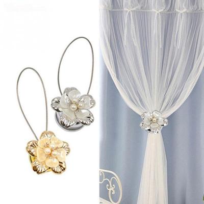 1Pc Pearl Flower Wire Curtains Tiebacks Metal rope Magnet