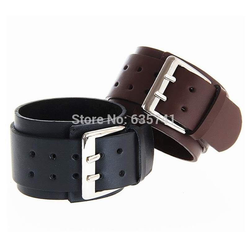 Adjustable 2 Layer Men's Genuine Leather Wristband C