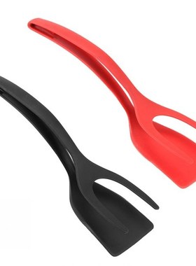 2 In 1 Grip Flip Tongs Egg Spatula Tongs Clamp Pancake Fried