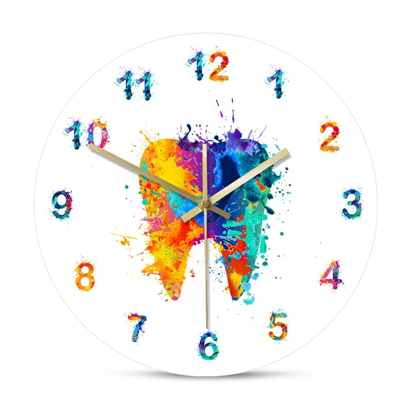 Watercolour Tooth Painting Print Wall Clock Clinic Wall Art