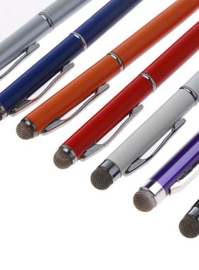 2 in 1 Fiber Metal Tip Stylus Capacitance Pen Screen Touch D
