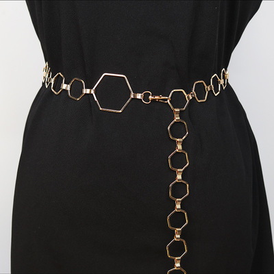 Fashion Hexagon Shape Women Waist Chain Geometric Belt For W