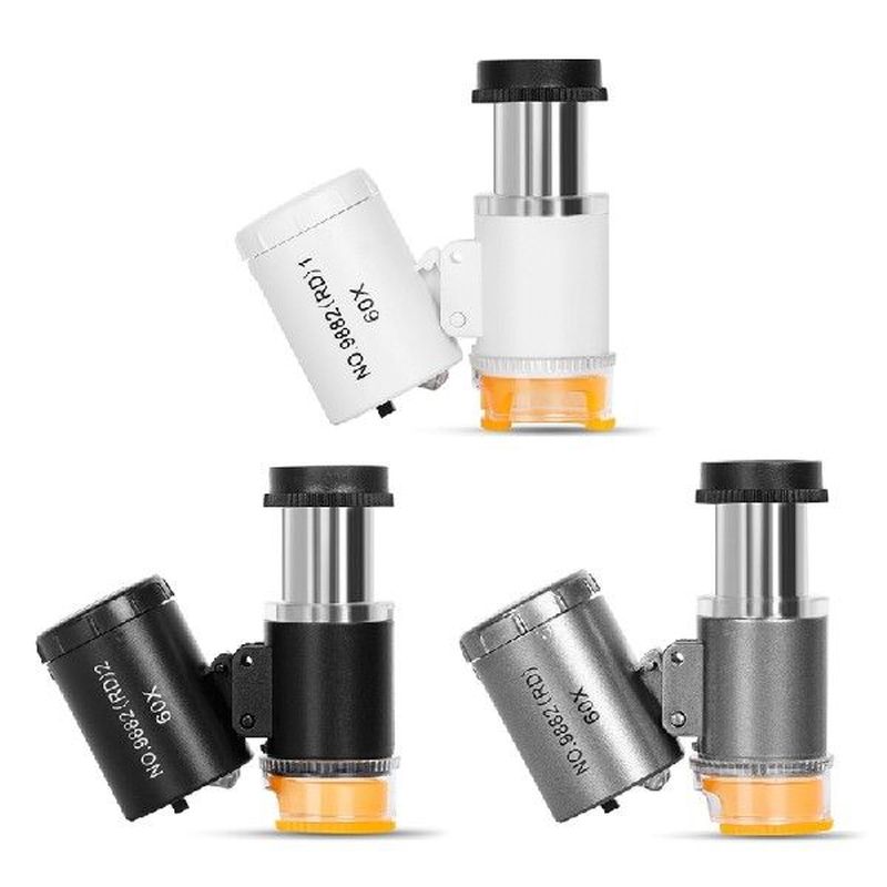 60x Handheld Pocket LED Loupe Magnifier Blue or White-Light