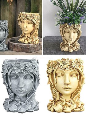 Flower Pot Resin Vase Goddess Flower Pots Head Woman's F