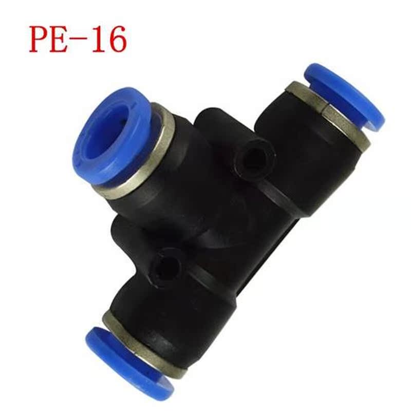 5pcs PE-16, Pneumatic fittings 16mm tee fitting , push in qu