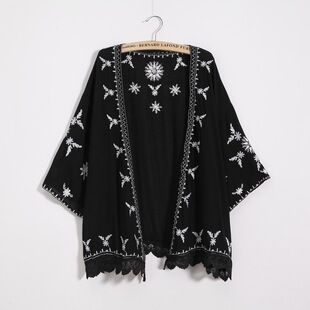 Women Embroidery Kimono Cardigan 2021 Boho Fashion Summer Sh