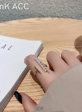 High level pearl ring female fashion personality light luxur