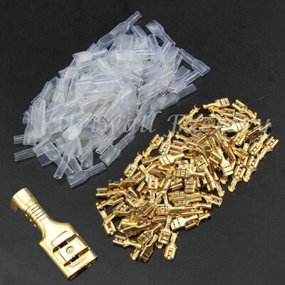 100pairs (200pcs)/Set 4.8mm Crimp Terminals AWG 22-16 0.5mm2