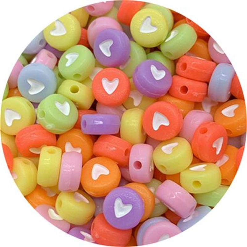 100pcs/Lot 7mm Heart Beads Oval Shape Acrylic Spacer Beads F
