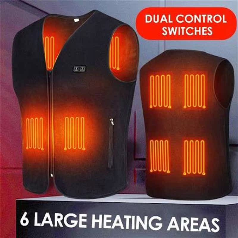 Men Women USB Electric Heated Vest 4/6 Areas Smart Heating