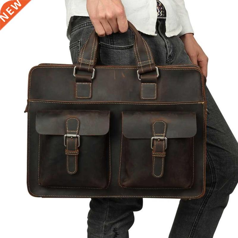 JOYIR 2022 Vintage Men's Genuine Leather Briefcase C