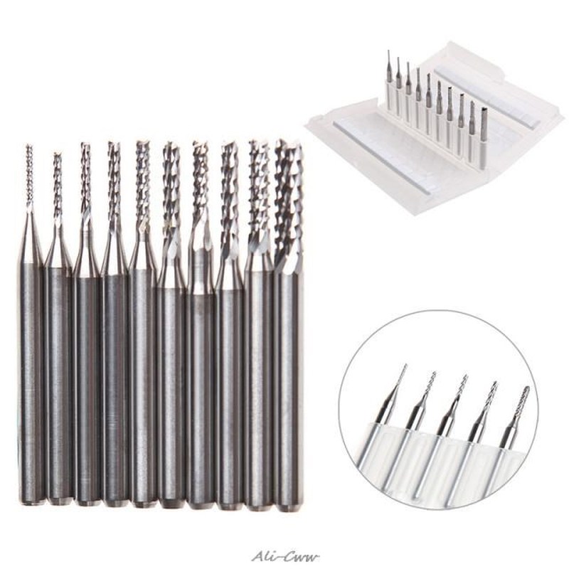 10Pcs 1/8'' 0.8-3.175mm Drill Bits Engraving Cutter
