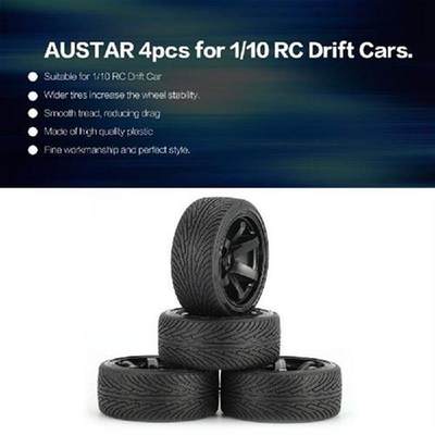 AUSTAR AX 4pcs 64mm Hard Plastic Rim Tyre Tire Wheel for