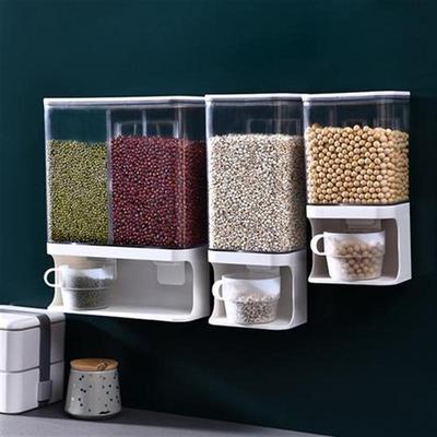 1/1.5/3L Cereal Dispenser Plastic Clear Wall Mounted Divided