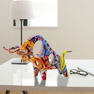 Modern Good Fortune Bull Statue, Ox Sculpture Home