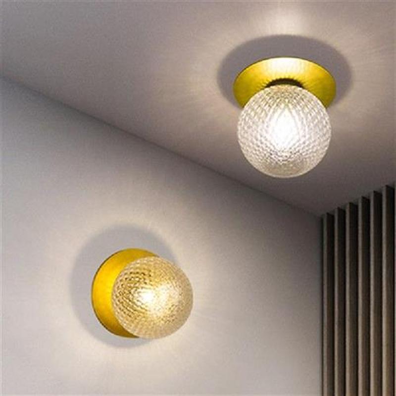 Nordic Copper Glass ball Ceiling lights Retro Loft Vintage