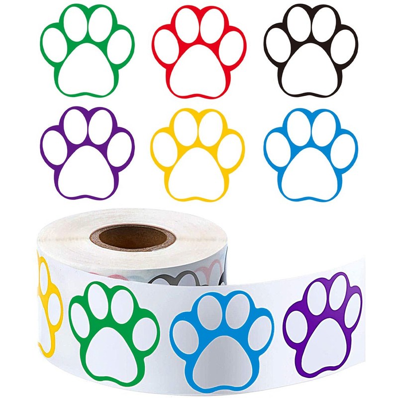 1inch Colorful Paw Print Stickers 50-500pcs Dog cat bear Paw