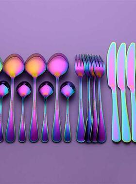 Rainbow Tableware Stainless Steel Cutlery Set Kitchen Cutle