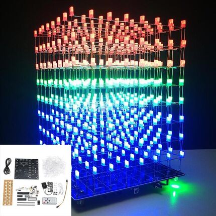 /pgraded APP Control DIY WIFI APP 8x8x8 3D Light Cube Kit Re