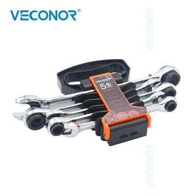 5Pcs Ratchet Wrench of Keys Set Reversible Ratcheting Spanne