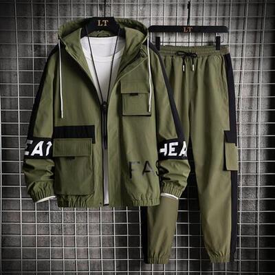 Harajuku Style Tracksuit Men 2 Piece Set Long Sleeve Hoodie