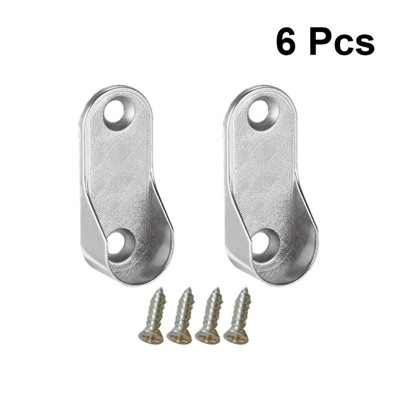 6Pcs Oval Closet Rod End Supports  Hardware Accessories Ward
