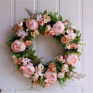 20inch Pink Peony Wreath for Christmas Wedding Door Window