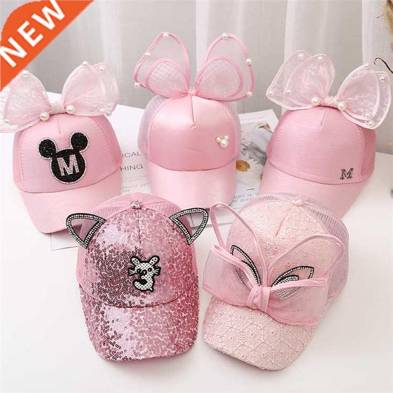 Children Big Bow cartoon Baseball Cap Girls Pearl Snapback S