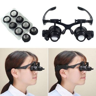 Head Wearing Magnifier Glasses Loupe LED Illuminating