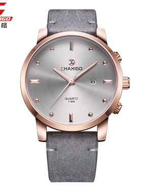 Belt watch, quartz men's Watch商务男士手表日历皮带运