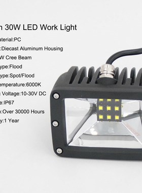 5 Inch 30W LED Work Light For Wrangler Offroad SUV Car Truck