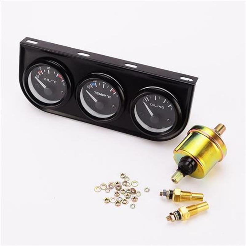 DC 12V 52mm Triple kit Oil Temp Gauge Water Temp Gauge Tempe