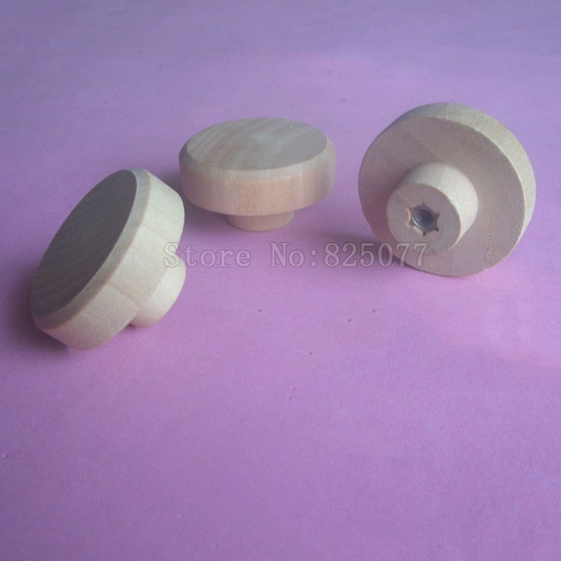 20PCS Dia38*H20mm Solid Wood Unpainted Round Knob Furniture