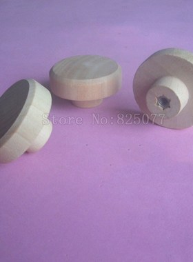 20PCS Dia38*H20mm Solid Wood Unpainted Round Knob Furniture