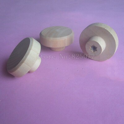 20PCS Dia38*H20mm Solid Wood Unpainted Round Knob Furniture