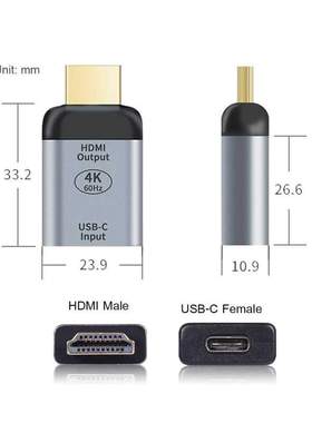 USB Type C Female to HDMI DP Male apter 4K 60Hz USB C 3.1