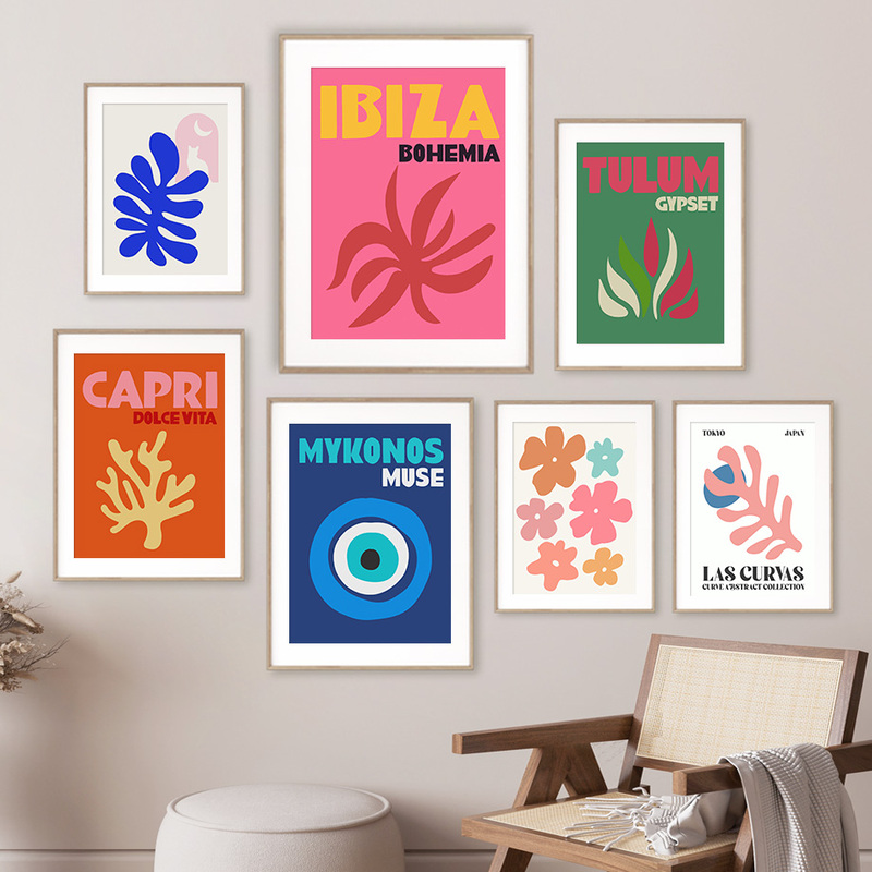 Ibiza Mykonos Muse Eye Tulum Coral Flower Wall Art Canvas Pa