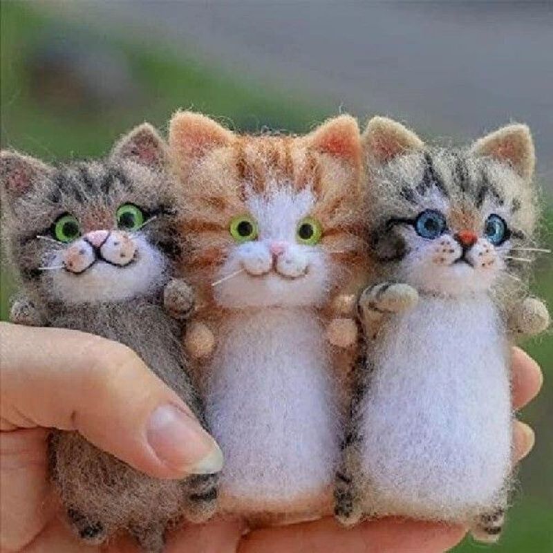 Cute Kawaii DIY Plush Stuffed Toys Kitten Ornaments Wool