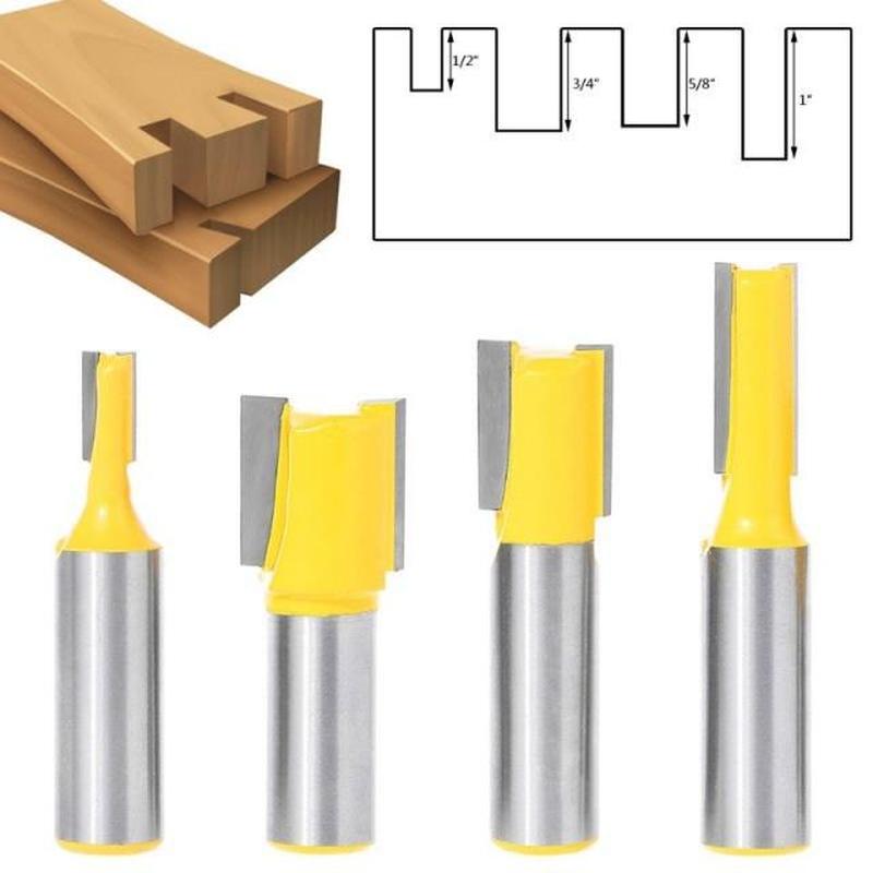 4Pcs 1/2 Shank Extra long 20 Blade 1/2 Cutting Dia. Straig